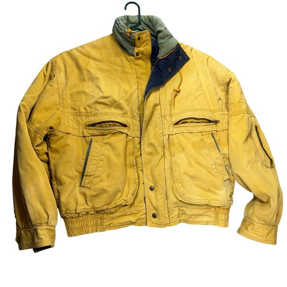 Vtg Chore Lined Zip Up Jacket Mens XL Yellow Workwear Bomber Dash Life Adventure - Picture 1 of 11